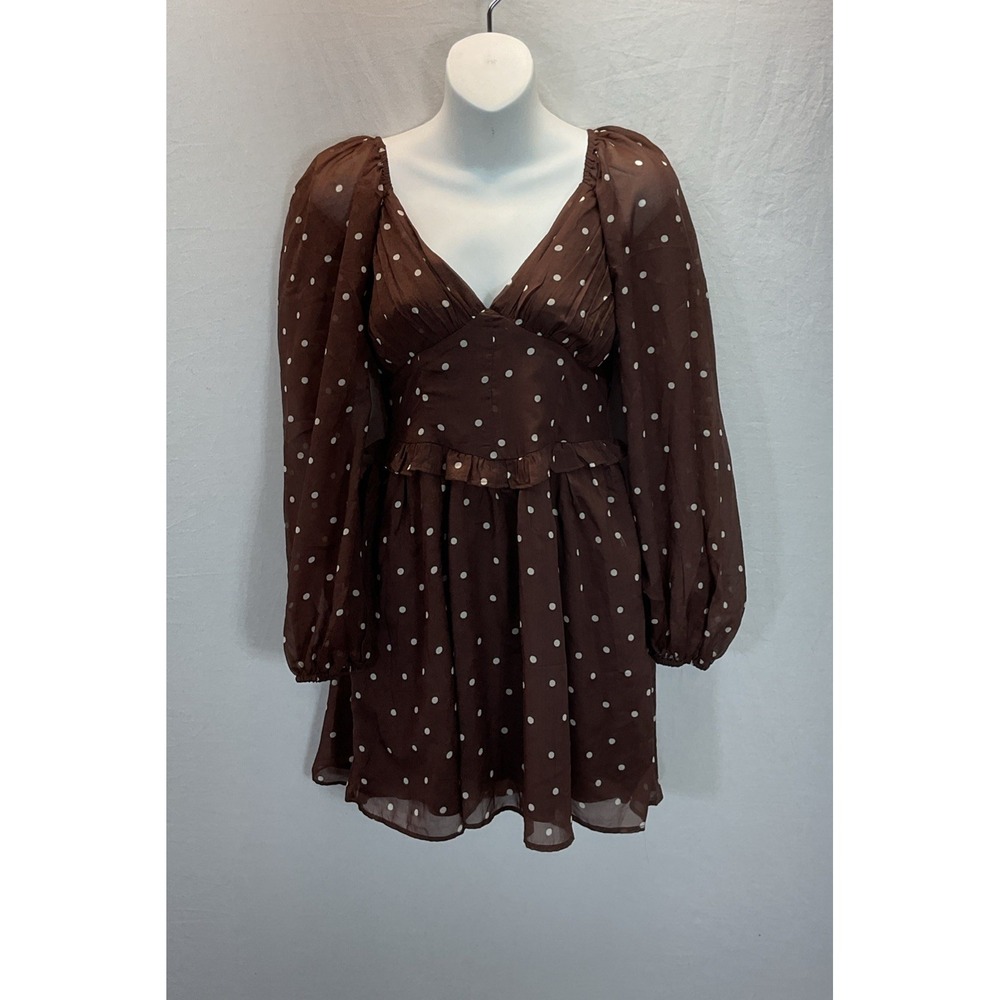 brown polka dot dress abercrombie & Fitch | Dresses | New Abercrombie Fitch Mini Puff Sleeve Sweetheart Small Esyllt Bridal Gown Bridal Shower SIZE:Custom size Includes a seamed